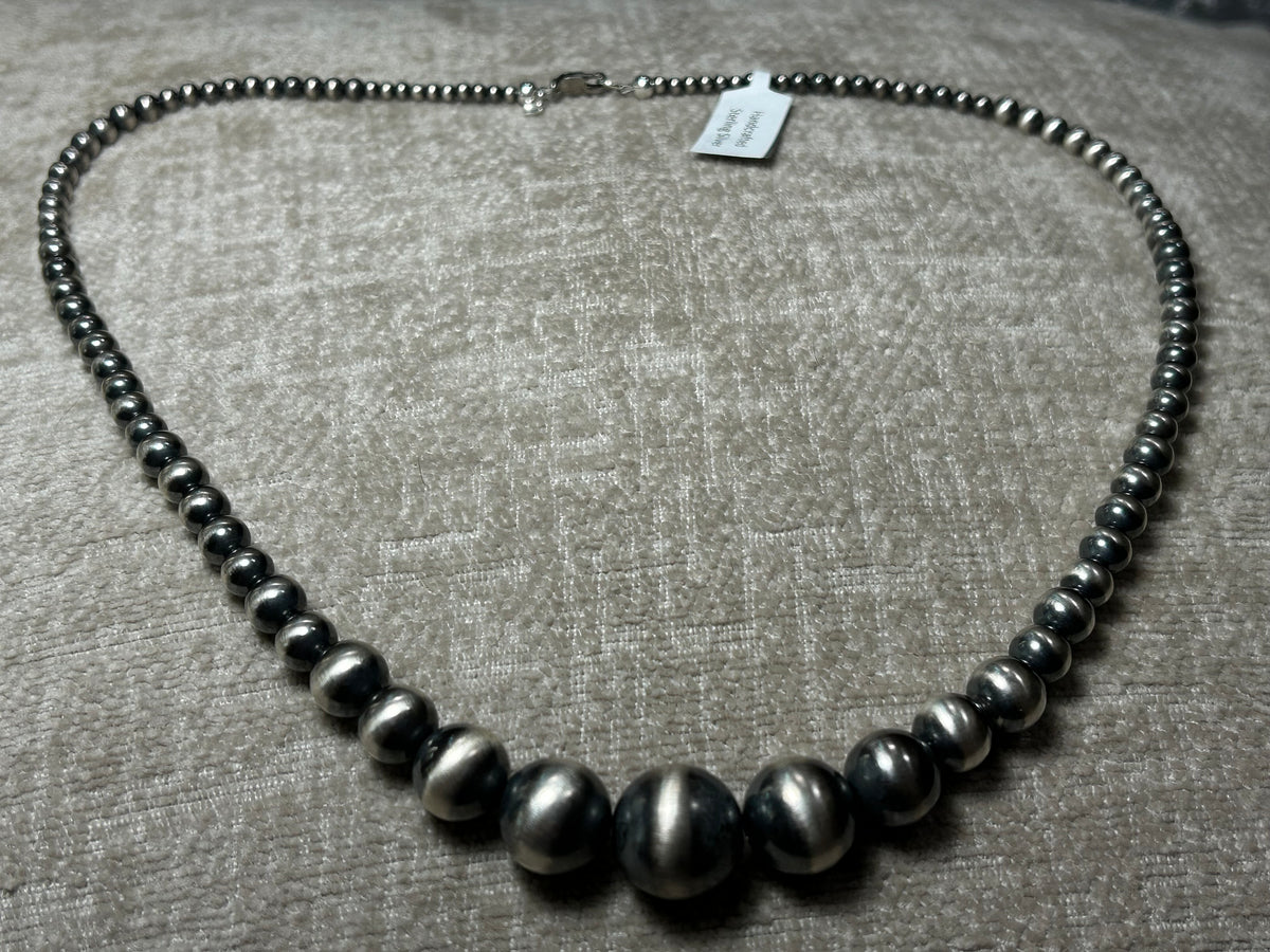 8x12mm Peanut Pearl Necklace Black Real Pearls in Silver 17 Inches Black