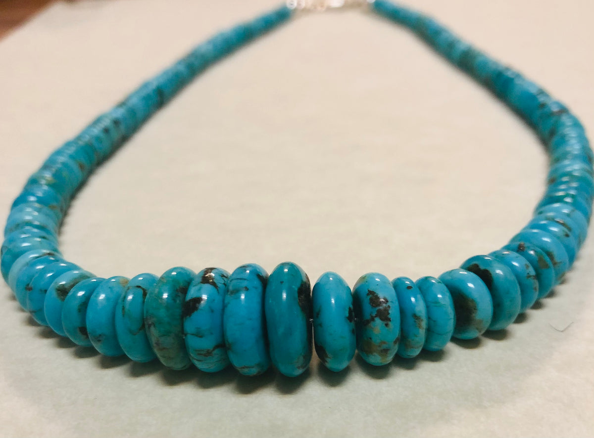 Turquoise big bead necklace with magnetic claps — Boyer New York