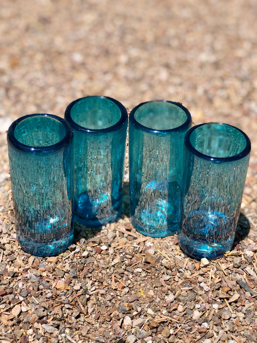 Hand Blown Ball Glass Pitcher In Turquoise – Del Sol/Off Fourth