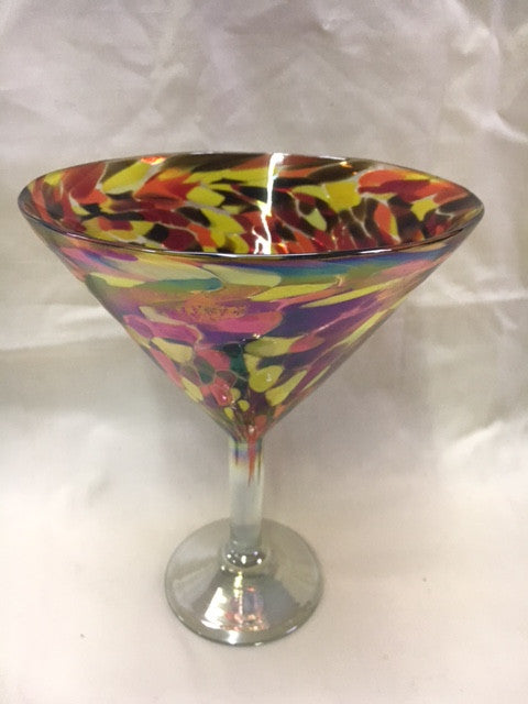 Double Martini hand blown glasses in colorful confetti – Del Sol/Off Fourth