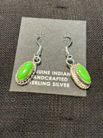 Navajo Handcrafted sterling silver with Gaspeite stone earrings. NM129