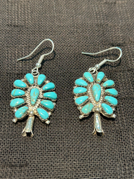 Navajo handcrafted sterling silver with genuine turquoise earrings NM135