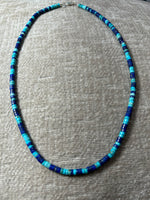 Genuine Lapis, Turquoise, and sterling silver necklace in a 19.5” length.  JK-49