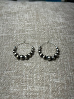 Sterling Silver earrings with vintage style beads 24mm hoop  JK1