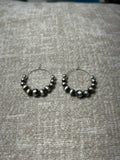 Sterling Silver earrings with vintage style beads 24mm hoop  JK1