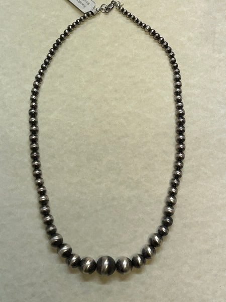 Navajo Pearl style in oxidized sterling silver. 20” and handcrafted in – Del  Sol/Off Fourth