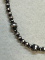 Navajo Pearl style 20” necklace in oxidized sterling silver.  Handcrafted SR149