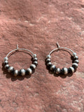 Sterling Silver earrings with vintage style beads 24mm hoop  JK1