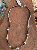 Navajo Pearl style 20” necklace in oxidized sterling silver.  Handcrafted SR149