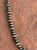 Navajo Pearl Style sterling silver oxidized beads in a 16.5 length. SR 151