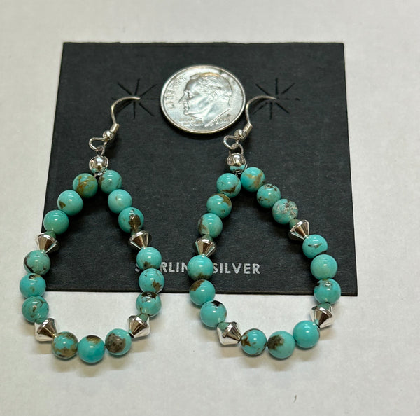 Genuine Kingman Turquoise stones in sterling silver earrings. SR1038