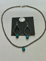 Navajo Pearl style sterling silver beads in earrings and necklace set.  SR1032