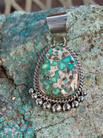 Navajo sterling silver, genuine turquoise, pendant, 1.85” top to bottom,LZ078