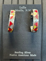 Zuni handcrafted sterling silver earrings with genuine stones.  LZ265