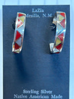 Zuni handcrafted sterling silver earrings with genuine stones.  LZ265