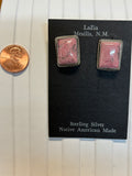 Navajo handcrafted sterling silver earrings with genuine Rhodonite stones.  LZ390