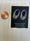 Navajo handcrafted sterling silver earrings with genuine Lapis stone.  LZ381