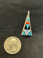 Zuni handcrafted sterling silver pendant with genuine stone inlay.  LZ488