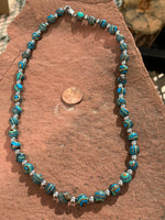 Lab Mexican Calcite 8mm stone bead necklace with hypoallergenic surgical steel beads and clasp.  SR1101