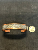 Navajo handcrafted solid copper with sterling silver bracelet.  LZ573