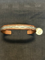 Navajo handcrafted solid copper bracelet with sterling silver accents.  LZ578