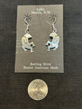 Navajo handcrafted sterling silver earrings, Kokopelli design.  LZ621