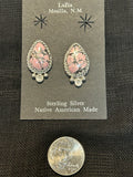 Navajo handcrafted sterling silver earrings with Rhodonite stone. LZ625