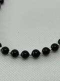 Handcrafted black onyx and sterling silver necklace, 19” long. SR1117