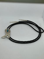 Navajo handcrafted sterling silver with genuine turquoise bola tie. LZ712