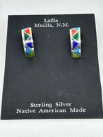 Zuni handcrafted sterling silver with genuine stones and shell earrings.  LZ748