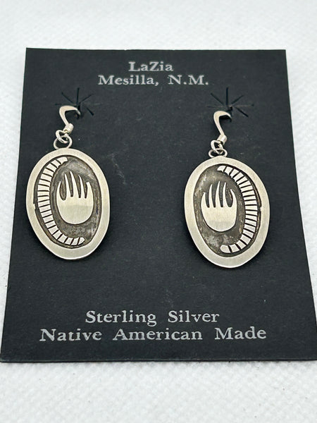 Navajo handcrafted sterling silver earrings by Irvin Gene.  LZ659