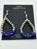 Navajo handcrafted sterling silver earrings with genuine Lapis.  LZ646