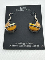 Navajo handcrafted sterling silver earrings with tiger eye and other stone inlay.  LZ643