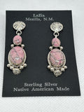 Navajo handcrafted sterling silver earrings with Rhodonite stones. LZ626