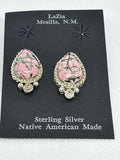 Navajo handcrafted sterling silver earrings with Rhodonite stone. LZ625