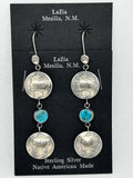 Navajo handcrafted sterling silver earrings made from vintage dime coins.  LZ386