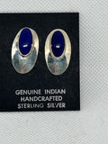 Navajo handcrafted sterling silver earrings with genuine Lapis stone.  LZ381