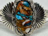 Navajo handcrafted sterling silver and turquoise and shell composite.bracelet. By Gregg Yazzie  LZ812