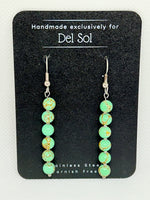 Gold Vein Green Howlite earrings in hypoallergenic Stainless steel.  EP103