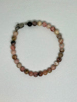 Genuine Rhodochrosite ankle bracelet with hypoallergenic stainless steel clasp.  9” long.  EP121