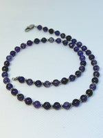 Handcrafted purple vein agate stone 18” necklace with hypoallergenic stainless steel clasp and beads.  EP141