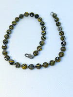 Handcrafted Yellow Jacket stone 16” necklace with hypoallergenic stainless steel beads and clasp.  EP144