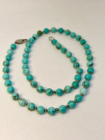 Handcrafted turquoise stone  18” necklace with hypoallergenic stainless steel beads and clasp.  EP149