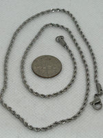 Stainless steel hypoallergenic rope neck chain in 17” length.  ST106