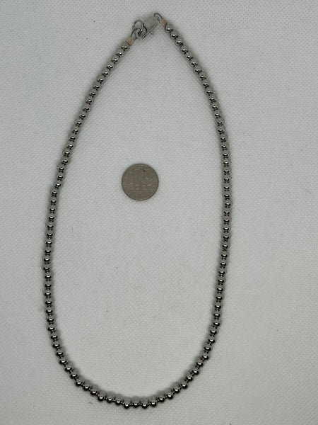 Stainless Steel Necklace, 16”, 5mm round beads  SSC16