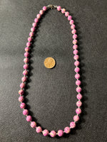 Pink Stone with hypoallergenic stainless steel beads and clasp necklace, 20”.  EP152