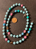 Handcrafted Howlite dyed turquoise necklace with hypoallergenic stainless steel. 24”. EP153