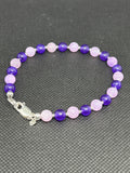 Handcrafted sterling silver with lavender and Purple Jade 8” bracelet.  SR1123