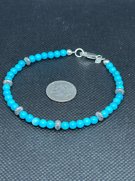 Handcrafted sterling silver and turquoise stone bracelet.  SR1133