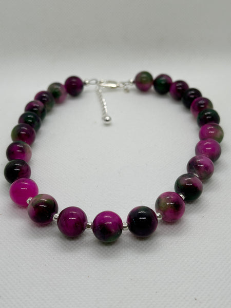 Beautify your Neck, Choker necklace with Ruby Zoisite and sterling silver.  SR2029